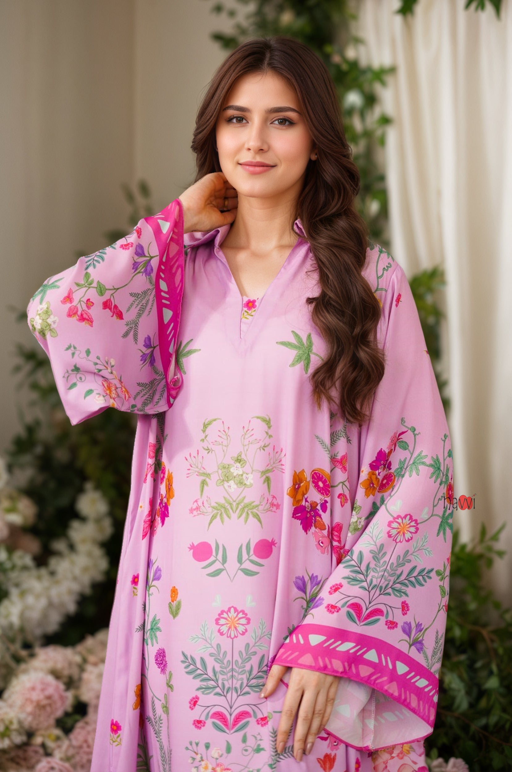 Floral Printed Kaftan Dress