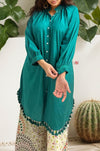 Vibrant Teal Co-ord Set with Statement Printed Bottoms