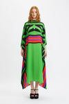 Geometric Green Long Kaftan - Navvi.in