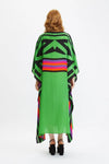 Geometric Green Long Kaftan - Navvi.in