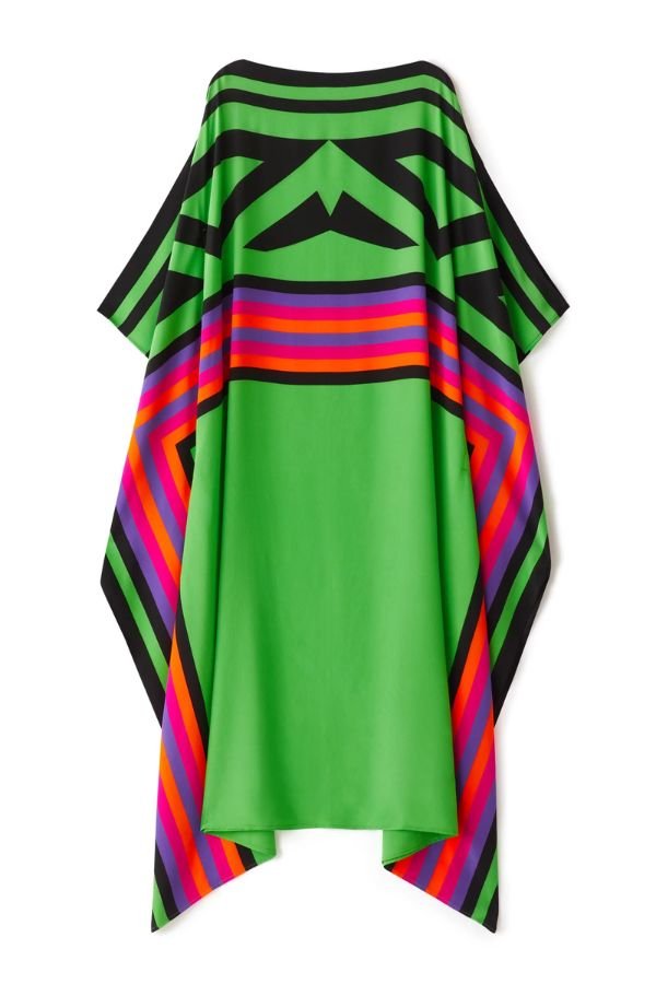 Geometric Green Long Kaftan - Navvi.in
