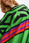 Geometric Green Long Kaftan - Navvi.in