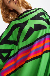 Geometric Green Long Kaftan - Navvi.in