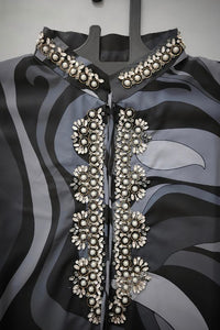 Geometric Print Hand Work Kaftan - Navvi.in