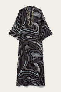 Geometric Print Hand Work Kaftan - Navvi.in