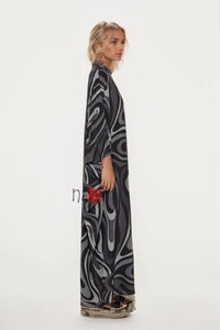 Geometric Print Hand Work Kaftan - Navvi.in