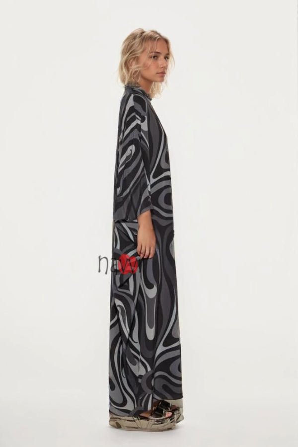 Geometric Print Hand Work Kaftan - Navvi.in