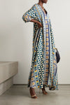 Geometric Printed Long Kaftan Dress - Navvi.in