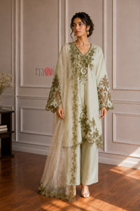 Pistachio Bloom Embroidered Suit Set
