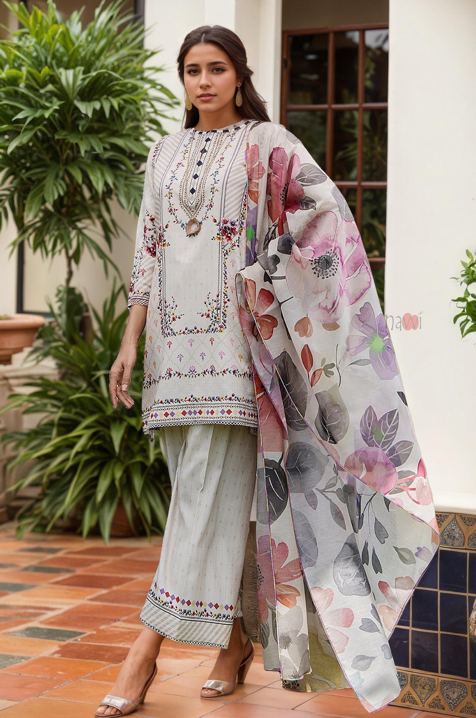 Pastel Printed Pakistani Style Kurta Set