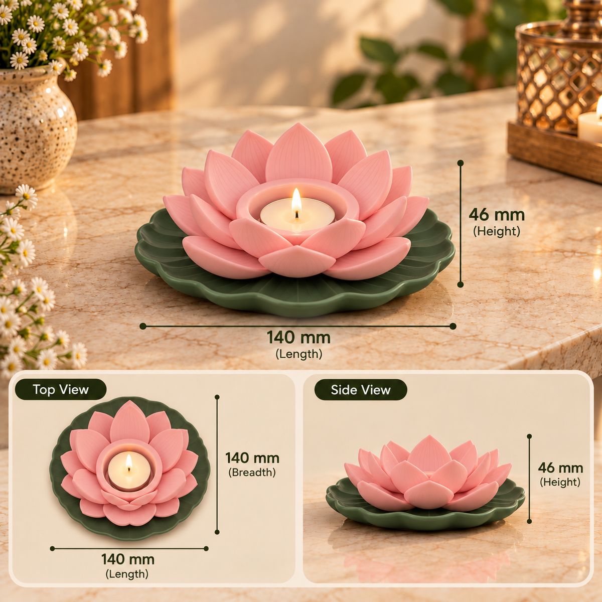Decorative Lotus Flower Tealight Candle Holder