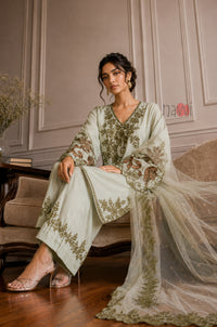 Pistachio Bloom Embroidered Suit Set