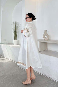 Embroidered Oversized A-Line Shirtdress