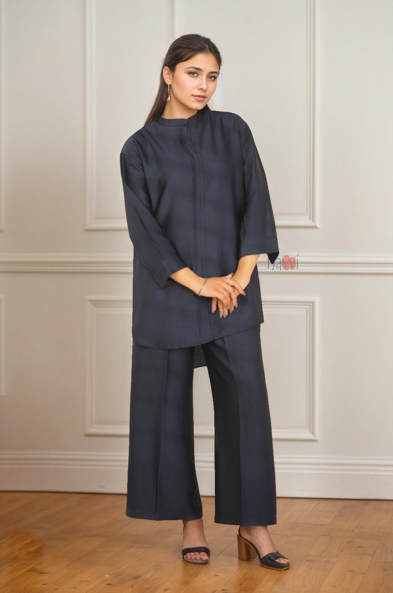 Chic Solid 100% Pure Viscose Two-Piece Co-ord Set