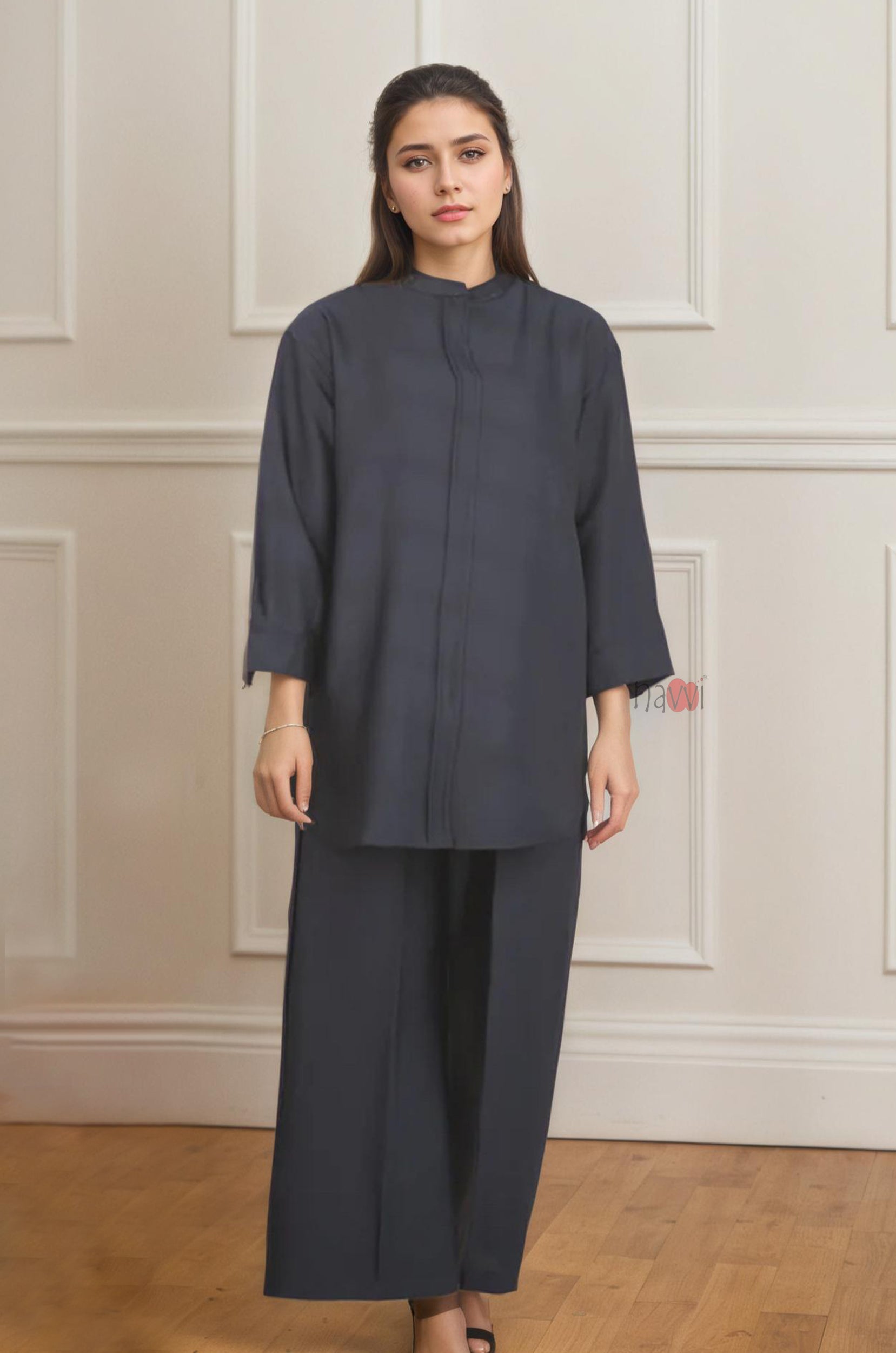 Chic Solid 100% Pure Viscose Two-Piece Co-ord Set