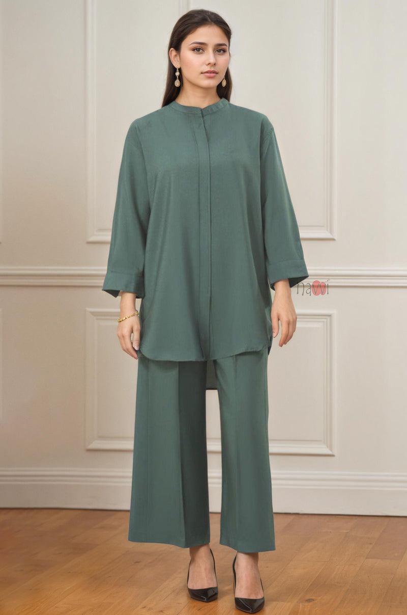 Chic Solid 100% Pure Viscose Two-Piece Co-ord Set