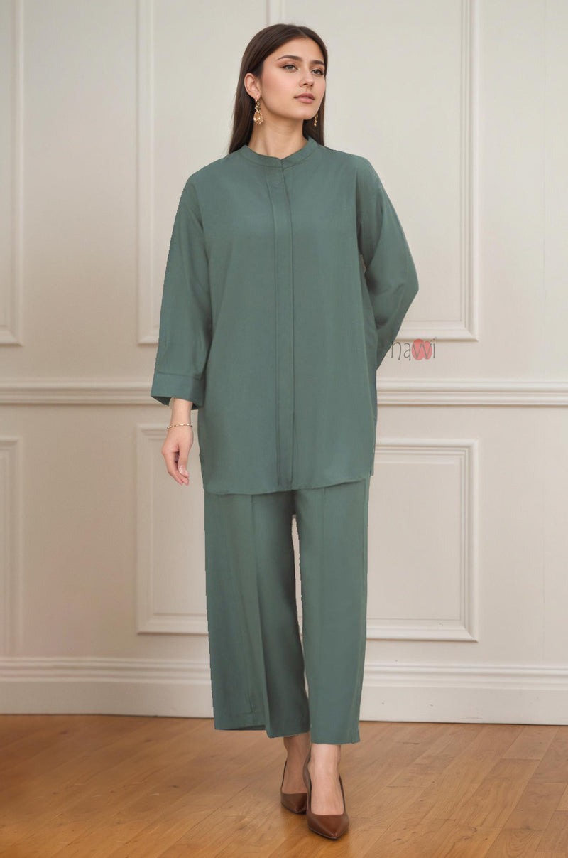 Chic Solid 100% Pure Viscose Two-Piece Co-ord Set