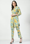 Green Co - ord Set with Embellished Belt - Navvi.in