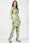 Green Co - ord Set with Embellished Belt - Navvi.in