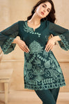 Green Embroidery Kurta Pant Set - Navvi.in