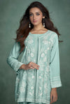 Green Hand Embroidery Full - Sleeves Co - ord Set - Navvi.in