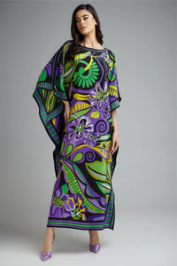 Green Hues Kaftan Dress - Navvi.in
