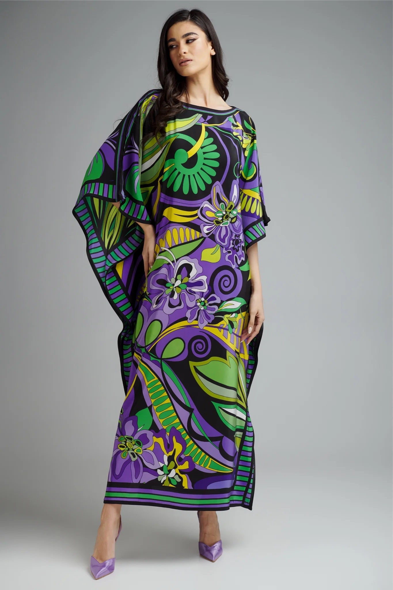 Green Hues Kaftan Dress - Navvi.in