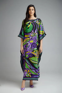 Green Hues Kaftan Dress - Navvi.in