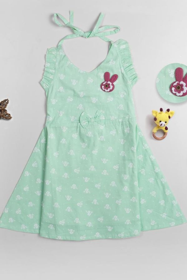 Green Summer Cotton Frock - Navvi.in