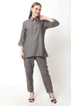 Grey Embroidery Co - ord Set - Navvi.in