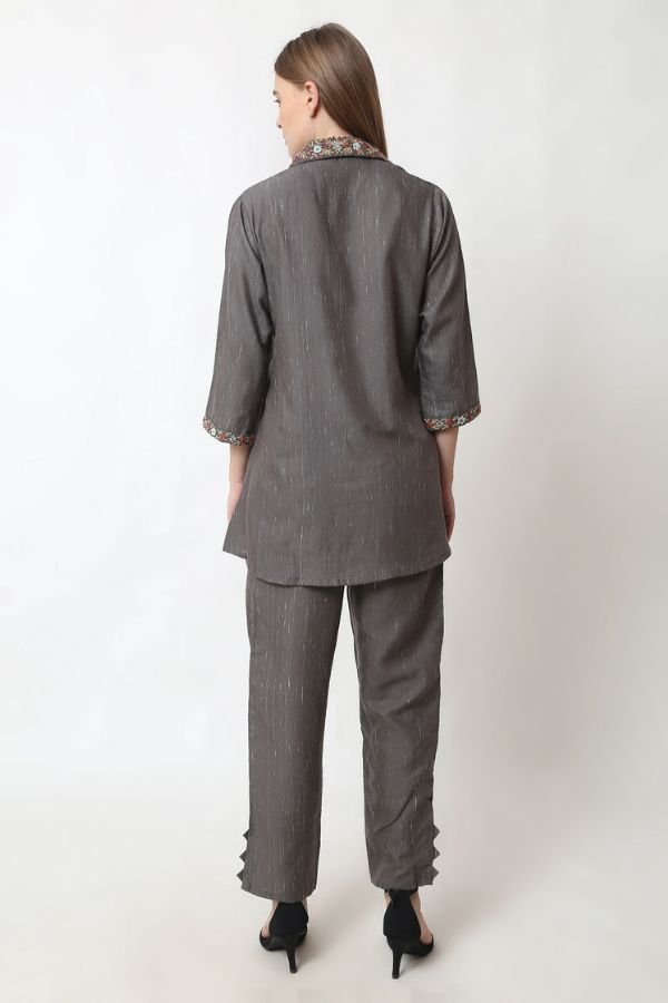 Grey Embroidery Co - ord Set - Navvi.in