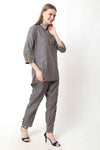 Grey Embroidery Co - ord Set - Navvi.in