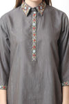 Grey Embroidery Co - ord Set - Navvi.in