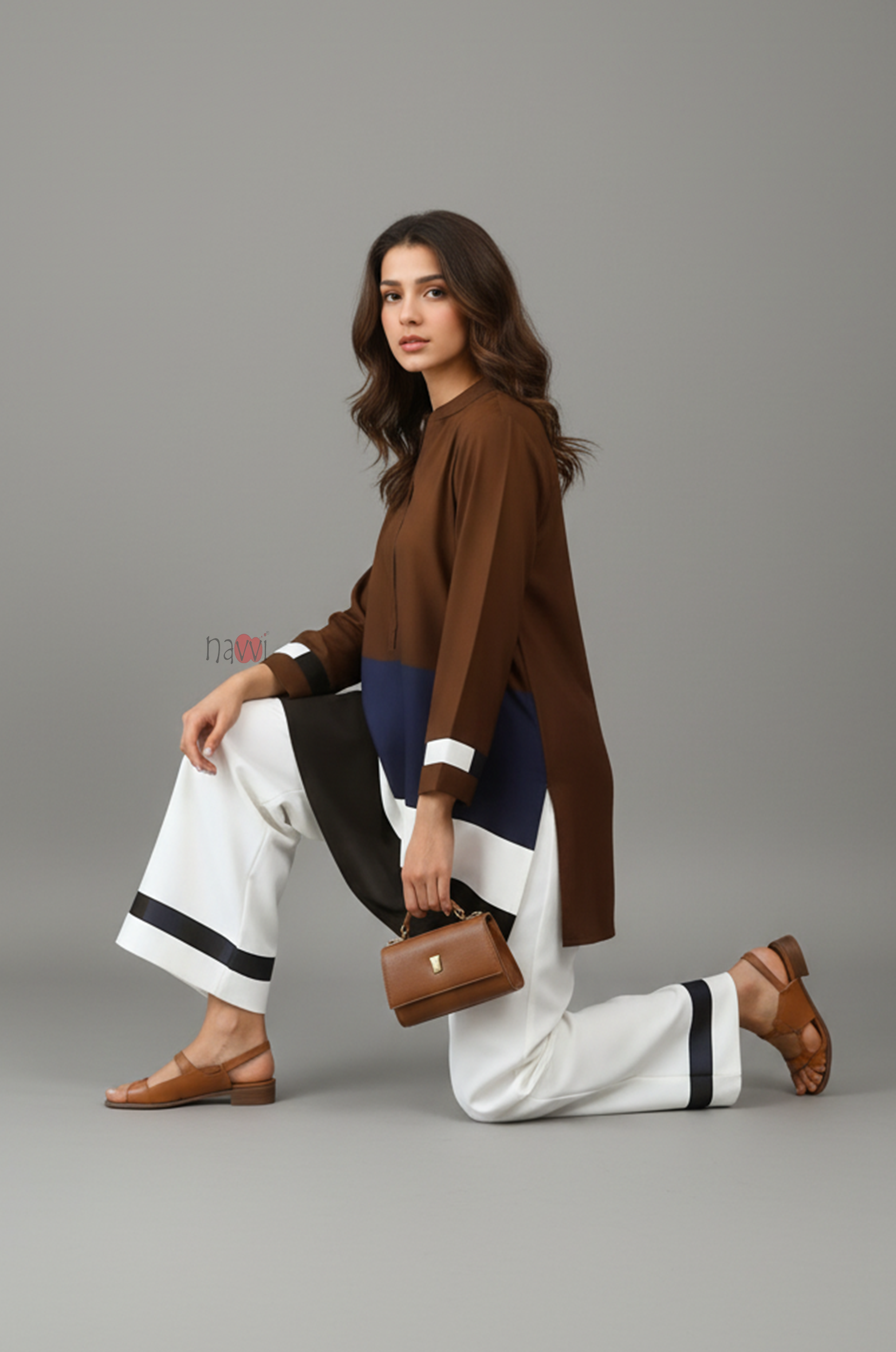 Pure Viscose Designer Colorblocked Kurta Pant Ensemble