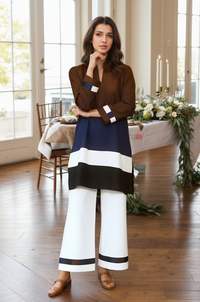 Pure Viscose Designer Colorblocked Kurta Pant Ensemble