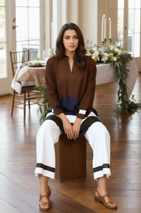 Pure Viscose Designer Colorblocked Kurta Pant Ensemble