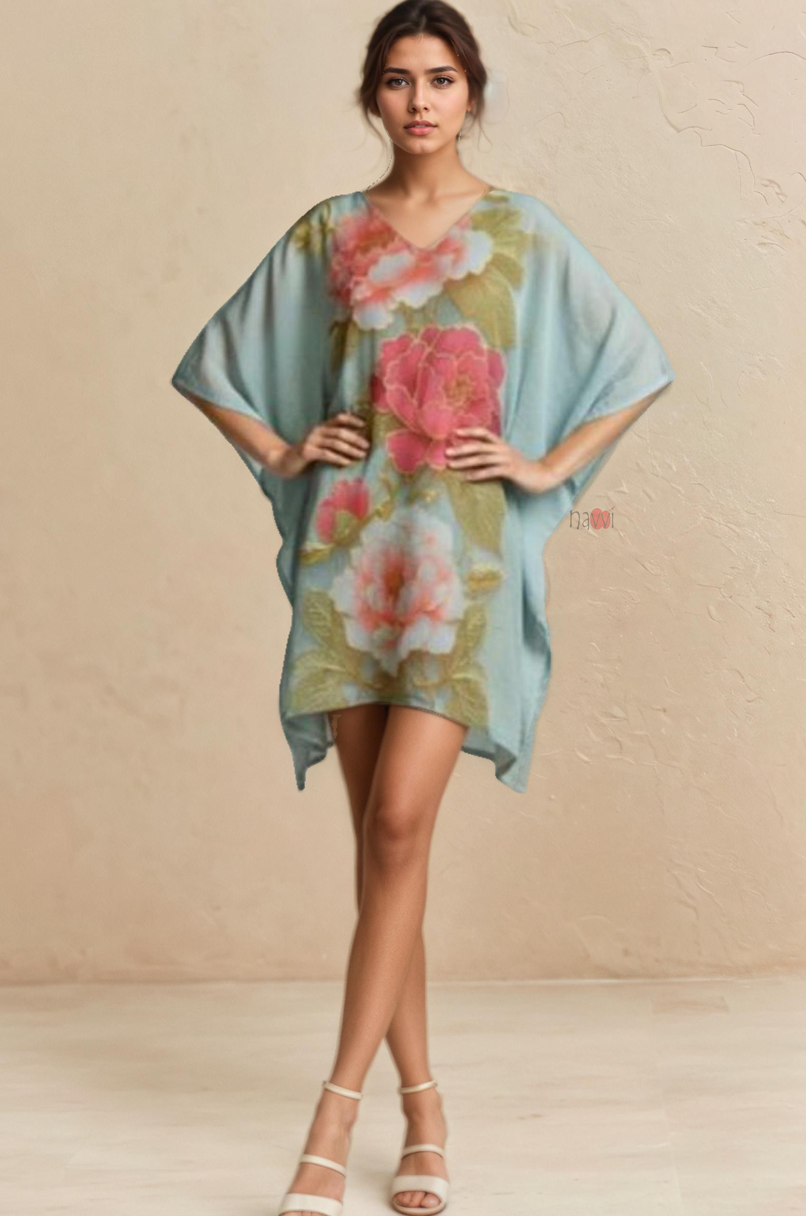 Mint Bloom Floral Kaftan Dress – Breezy Summer Chic