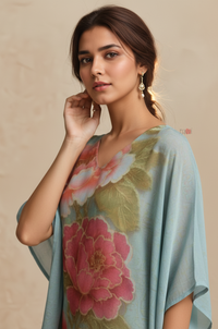 Mint Bloom Floral Kaftan Dress – Breezy Summer Chic