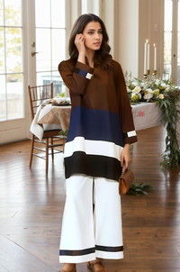 Pure Viscose Designer Colorblocked Kurta Pant Ensemble