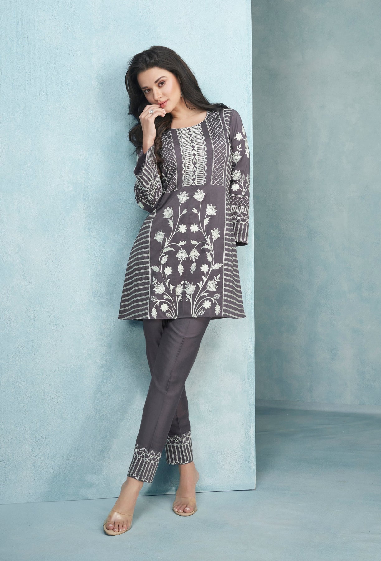Hand Embroidered Co - ord Set - Navvi.in