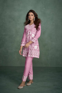 Hand Embroidery Full - Sleeves Co - ord Set - Navvi.in