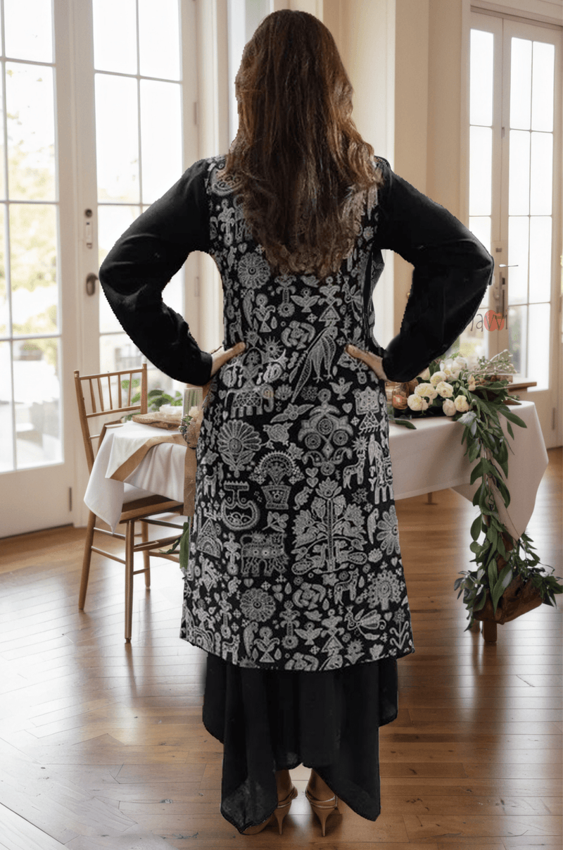 Handblock Printed Asymmetric Co - ord with Skirt - Navvi.in