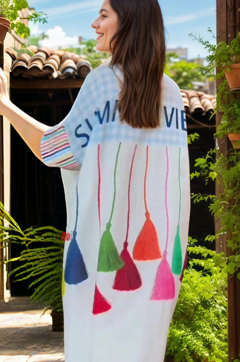 Happy Soul Heart Art Printed Breezy Shirt Dress - Navvi.in