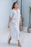 Happy Soul Heart Art Printed Breezy Shirt Dress - Navvi.in