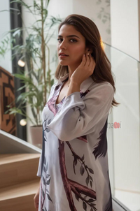 Botanical & Bird Motif Statement Dress - Navvi.in