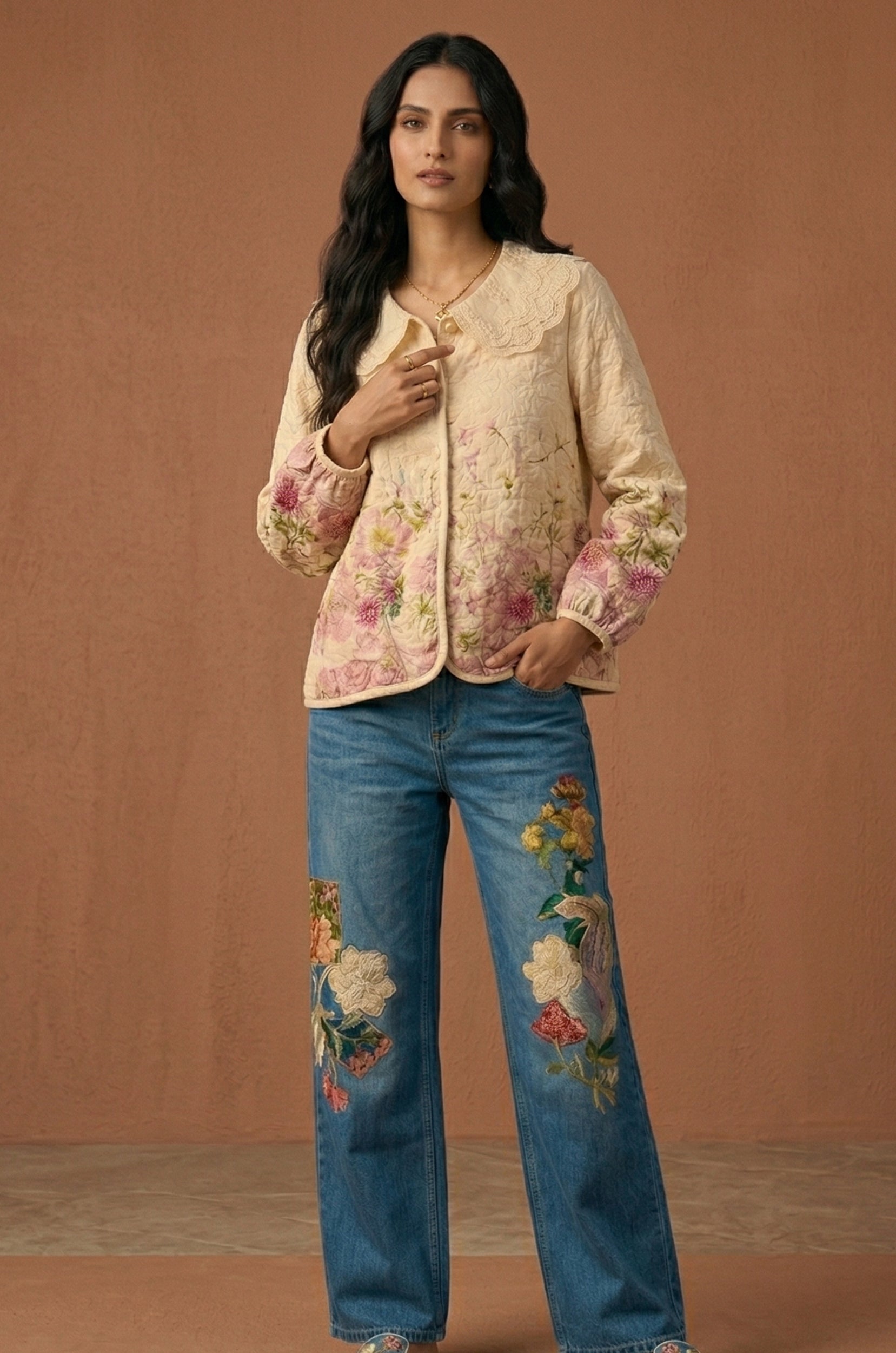 Blush Garden Jacket Style Shirt - Navvi.in