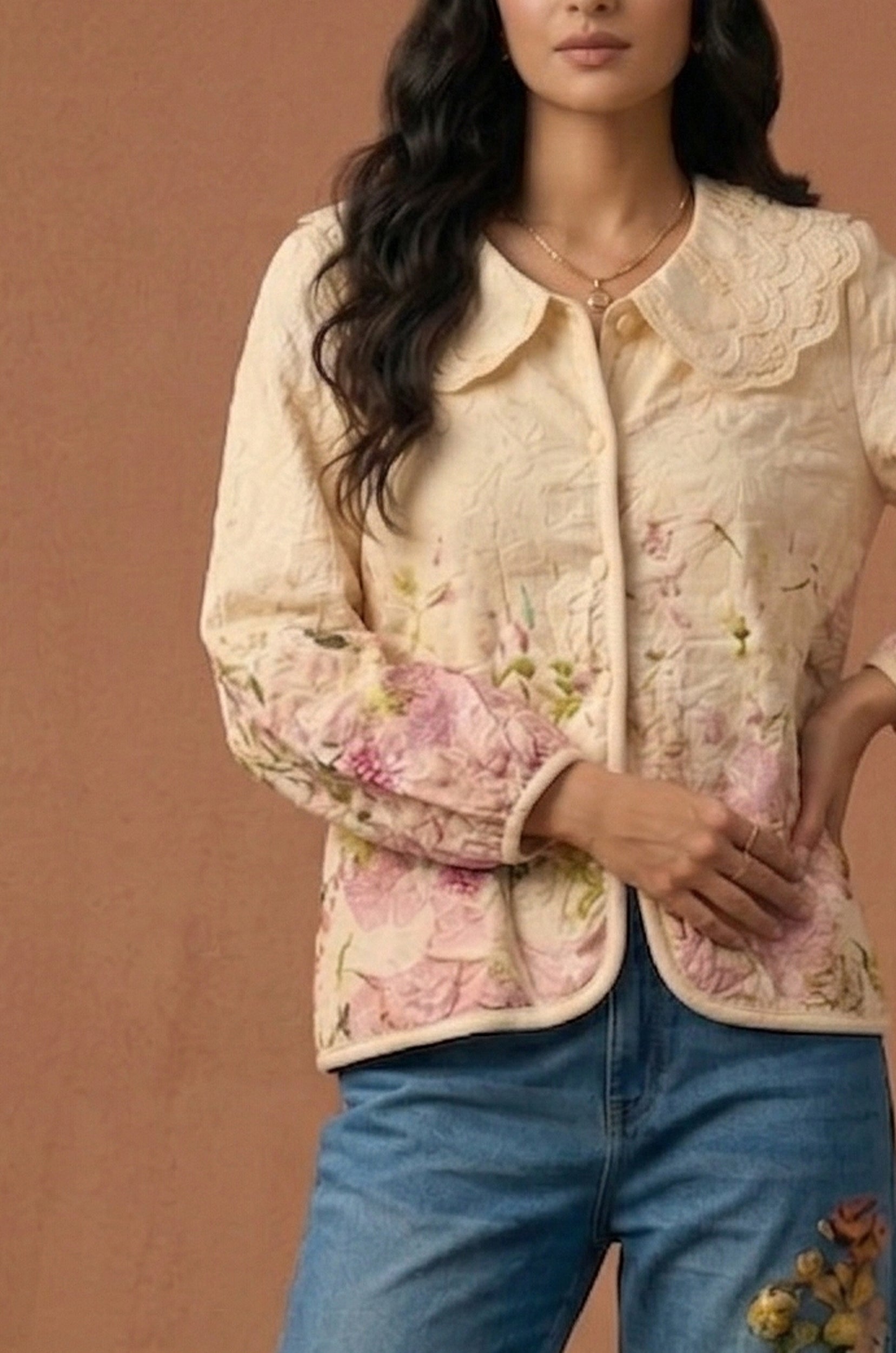 Blush Garden Jacket Style Shirt - Navvi.in