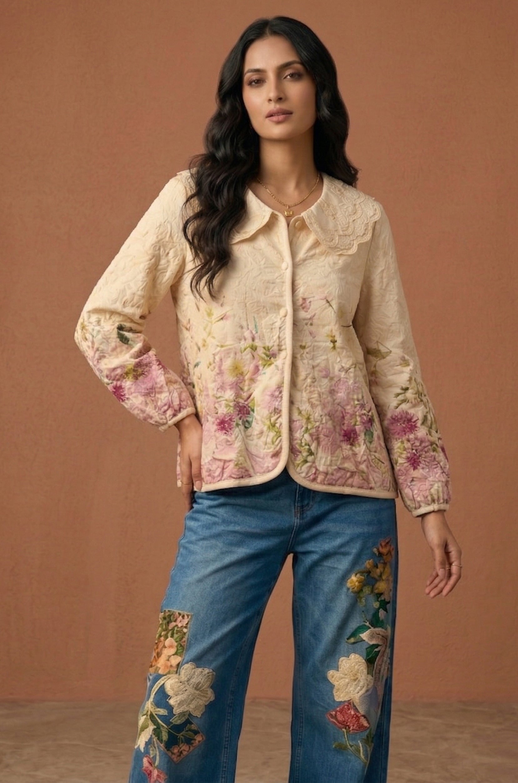 Blush Garden Jacket Style Shirt - Navvi.in