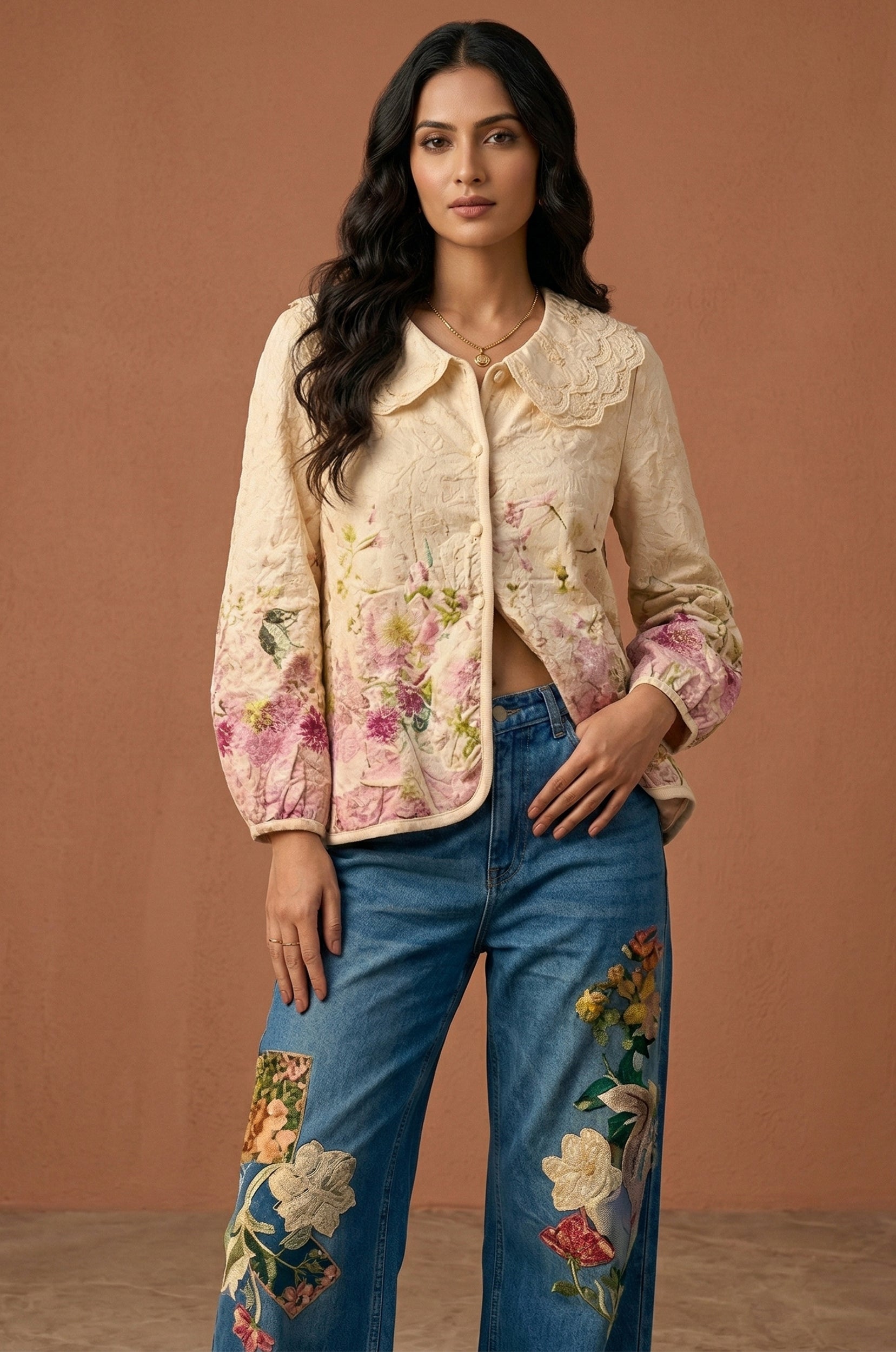 Blush Garden Jacket Style Shirt - Navvi.in