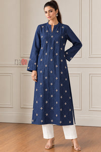 Royal Blue Diamond Embroidered Kurta Set